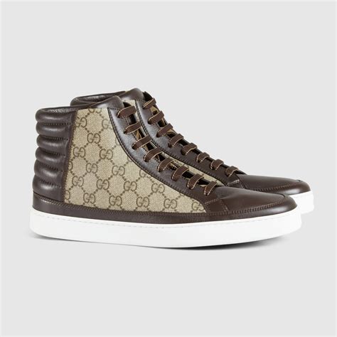 leather high top sneaker gucci|Gucci supreme high top sneakers.